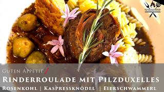 Rinderrouladen Rezept wie bei Oma–DuxellesFüllung amp SpeckRosenkohl Schmoren oder Schnellkochtopf [upl. by Elfrieda]