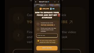 How to improve your focus and not get atomized Memefi code today update Memefi video [upl. by Silas]