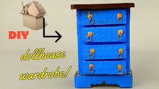 Another Dollhouse Cardboard Project for you A Wardrobe with shelves dollhouseminiatures [upl. by Anawik7]