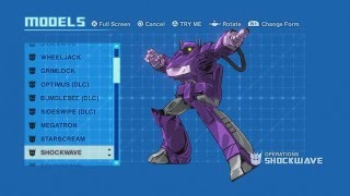 Transformers Devastation SHOCKWAVE All voice clips theme and transformations [upl. by Kcirad770]