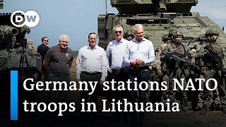 Germany to permanently station additional combat troops in Lithuania  DW News [upl. by Aleakim]