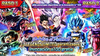 Tirando 100 Tickets GRATIS  3 LEGENDS LIMITED garantizados  Dragon Ball Legends Festival [upl. by Bartholomeo]