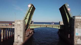 Meadowbrook Parkway drawbridge  Wantagh NY  DJI Mavic Pro  March 11 2018 [upl. by Ulyram]