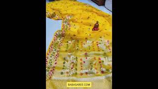 ₹1457 Free Shipping  Puja Special Organza Masline Jamdani Saree  Babasareecom babasaree [upl. by Linoel475]