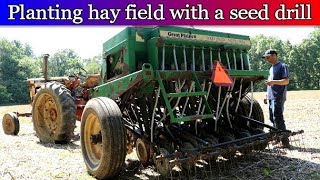 Planting Hay Field with no till seed drill  Alfalfa amp Grass mixture [upl. by Htes]