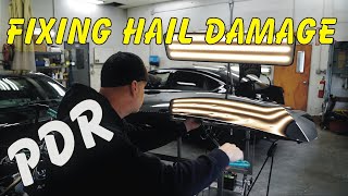 How to Fix Hail Damage using Paintless Dent Removal Day 1 PDR [upl. by Eneg]