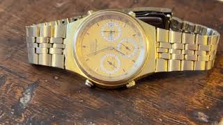 Seiko  Quartz Chronograph  7A387060 Golden Eye vintage [upl. by Nirehs900]