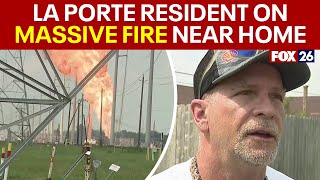 La Porte Pipeline Fire Neighbor on flames [upl. by Gui509]