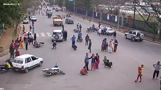 Nepal Earthquake CCTV footage Bhadrakali Gate Kathmandu 25 April 2015 [upl. by Ocsirf]