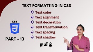 TEXT FORMATTING IN CSS  CSS TEXT PROPERTY  CSS TUTORIAL  PART 13  TAMIL  DEVELOPER TECHIES [upl. by Viki685]