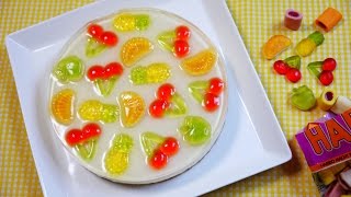 Haribo Gummy Imitation Fruit No Bake Cheesecake ハリボーグミをのせた なんちゃってフルーツなレアチーズケーキ [upl. by Trovillion931]