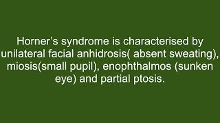 Unilateral anhidrosis of Horner’s syndrome [upl. by Ayotol93]