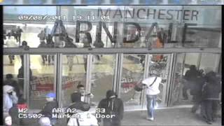 CCTV Rioters go on rampage at Manchesters Arndale Centre [upl. by Ecirtahs]