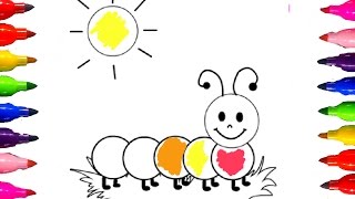 How to draw and Color Caterpillar Balloon Dog Coloring Pages for kids Learning Colored Markers [upl. by Nashom116]