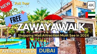 NEW ARTIFICIAL RAIN Show near DUBAI at ZAWAYA WALK Sharjah SPECTACULAR FREE Attraction 4K Tour 🇦🇪 [upl. by Paolo]