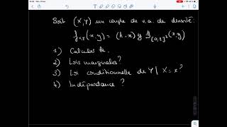 Exercice Densité jointe densités marginales et conditionnelles indépendance [upl. by Etep]