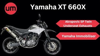 Yamaha XT 660X  Akrapovic SP Twin Underseat Exhausts  Walk Around [upl. by Gianna]