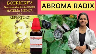 Abroma radix homeopathic mother tincture Boerickes materia medica in Hindi [upl. by Carree]