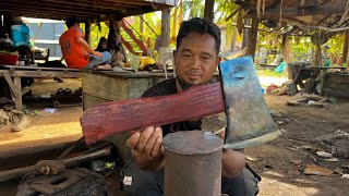 Axe Making  Forging A Sharp AXE From A Big LEAF SPRING [upl. by Deanne]