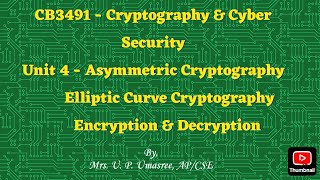 ECC Encryption amp Decryption in Tamil [upl. by Raimes]