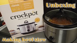 CrockPot 45 quart slow cooker  Making beef stew unboxing [upl. by Favrot30]