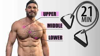 Resistance Band Chest Workout  Works Upper Middle and Lower Chest [upl. by Valdas223]