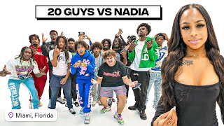 20 GUYS VS 1 INFLUENCER NADIA MIAMI [upl. by Farris348]