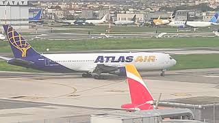 Atlas Air Boeing 76738EER  Landing and Taxi  Naples Capodichino Airport  RWY 24 LIRN [upl. by Thessa]