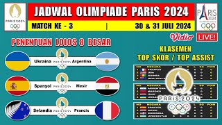 Jadwal Olimpiade Paris 2024 Malam Ini Match Ke 3  UKRAINA vs ARGENTINA  SPANYOL vs MESIR [upl. by Zetra]