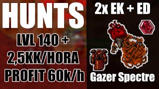 TIBIA Hunt GAZER Spectre DUO Lvl 140 25kk a 4kk XPHR Trapando os Thanatursus para low level [upl. by Durno]