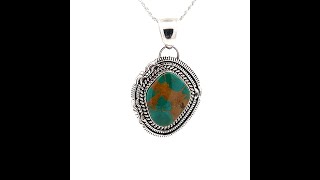 Artie Yelllowhorse Genuine Royston Turquoise Sterling Silver Pendant [upl. by Ellenehc64]