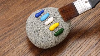 How To Acrylic Painting on Stone｜Lake scenery Painting Step by Step 837｜Painted Rocks｜Satisfying [upl. by Dari]