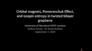 Orbital magnetism and an isospin Pomeranchuk effect in twisted bilayer graphene  Andrea Young [upl. by Evans]