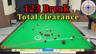 Snooker 123 Break Total Clearance RightHanded vs LeftHanded  Practice Frame [upl. by Gord]