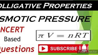 Osmotic Pressure NCERT Based Numericals class 12 [upl. by Atikir32]