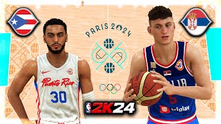 PUERTO RICO vs SERBIA  Olympics Paris 2024  NBA 2K24 [upl. by Neddra748]