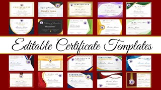 EDITABLE CERTIFICATE TEMPLATES [upl. by Nyliret761]