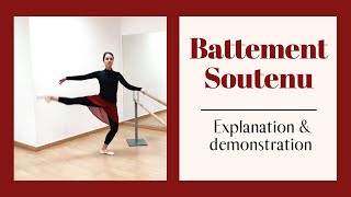 BATTEMENT SOUTENU All possible variations demonstrated at the barre [upl. by Enylhsa]