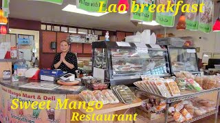 Eating Lao breakfast  Sweet Mango Restaurant in Fresno [upl. by Ietta203]