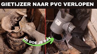 Leer hoe je een goede PVC aansluiting maakt op een oude gietijzeren verbinding [upl. by Meehar]