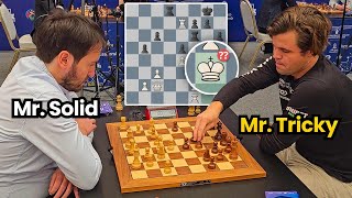 Teimour Radjabovs solidity vs Magnus Carlsens genius  World Blitz 2023 Round 5 [upl. by Yensehc]