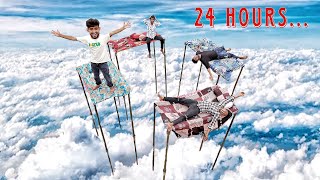 Living 24 hours on worlds tallest bed challenge [upl. by Eihcra]