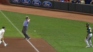 Lowries foul ball becomes tworun double [upl. by Gnex]