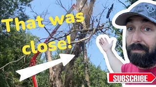 Trimming trees with a 60 FOOT LIFT when this HAPPENED [upl. by Ecirpak]