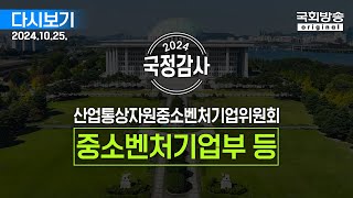 국회방송 생중계 2024년 국정감사 산자중기위  중소벤처기업부 등 종합감사 241025 [upl. by Erodoeht781]