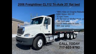 2006 Freightliner Columbia CL112 25 TriAxle Flat Bed Truck [upl. by Bozuwa]