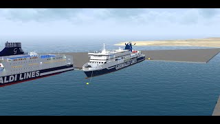 Exit maneuver at the port of LivornoITALY Grimaldi Lines MV Cruise Ausonia Virtual Sailor NG [upl. by Ieluuk]