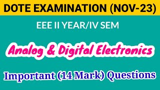 Analog amp Digital Electronics Important 14 Mark Questions Nov 2023 [upl. by Ssur940]