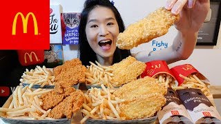 McDONALDS CRUNCHY FISH N CHIPS Crispy Spicy Fried Chicken Fries  Mukbang w Asmr Eating Sounds [upl. by Atikkin893]