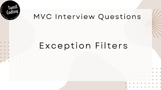 Exception Filter  Custom Exception Filter  HandleErrorAttribute  MVC  Interview Questions [upl. by Rossen483]